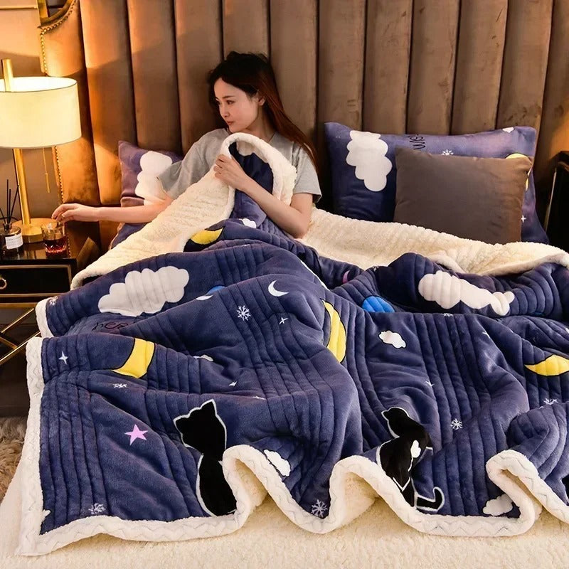 Plush Fuzzy Thermal Throw Blanket