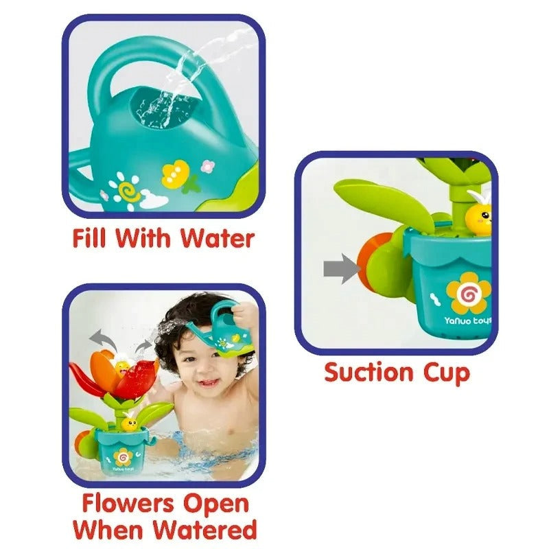 Colorful Kids Flower Bath Set with Spray Can