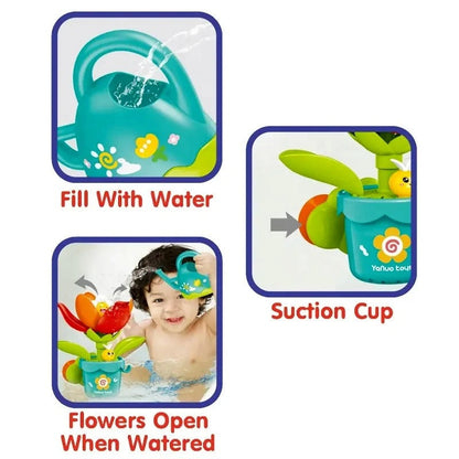 Colorful Kids Flower Bath Set with Spray Can