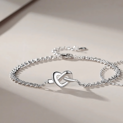 Elegant Silver Heart Shape Bangle Bracelet - Luxicro