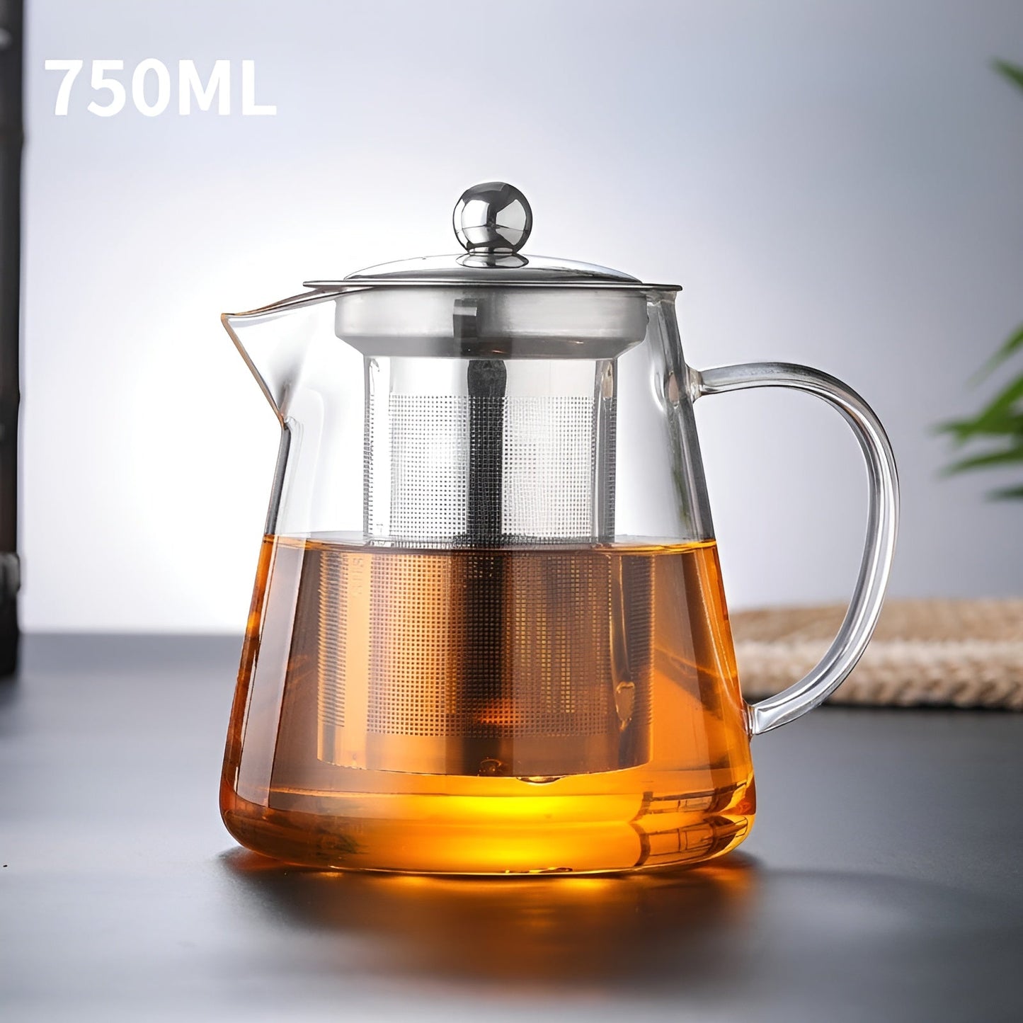 Luxury Glass Teapot with Stainless Steel Strainer