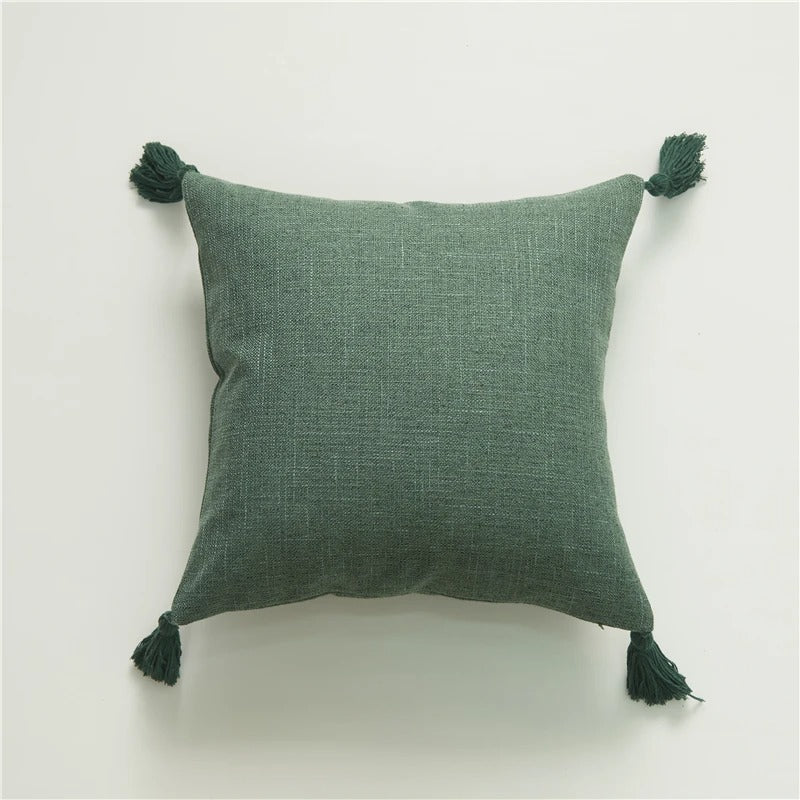 Decorative Cotton Pillow Case with Bright Fringe Trim
