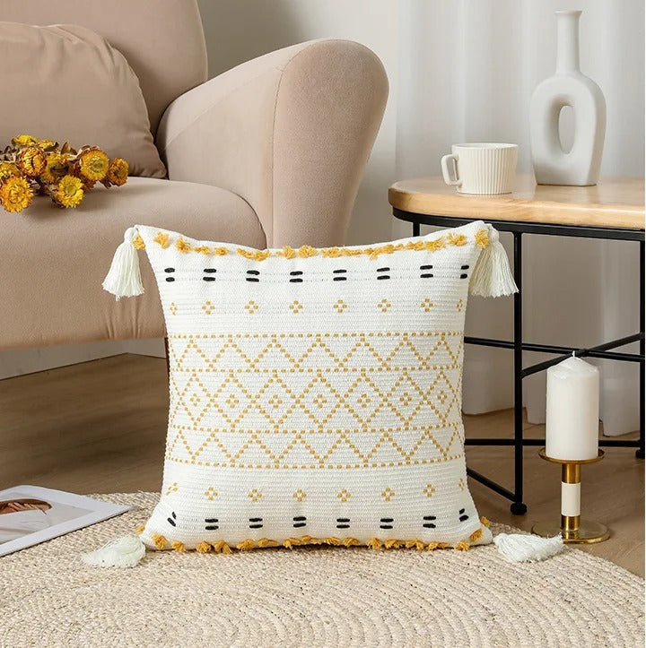 Soft Velvet Pillowcase with Embellished Tufted Design