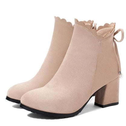 Tassel Low Block Heel Ankle Boots