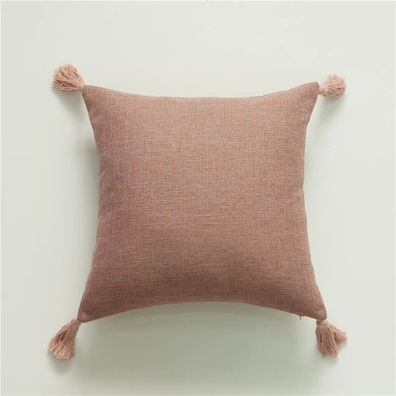 Decorative Cotton Pillow Case with Bright Fringe Trim