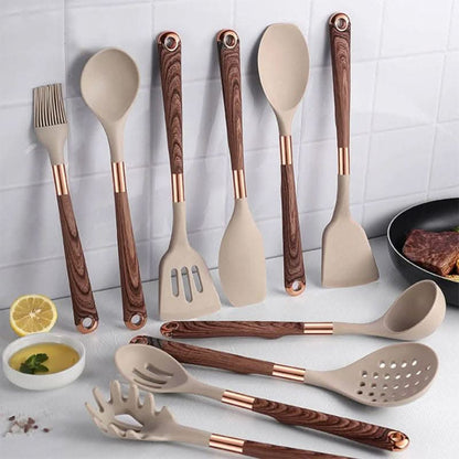 Non-Stick Silicone 10-Piece Kitchen Utensil Set - Luxicro
