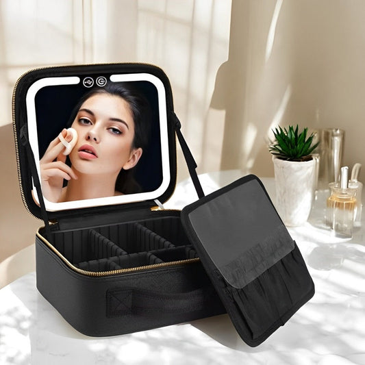 Compact Travel LED Makeup Organizer Box - Luxicro