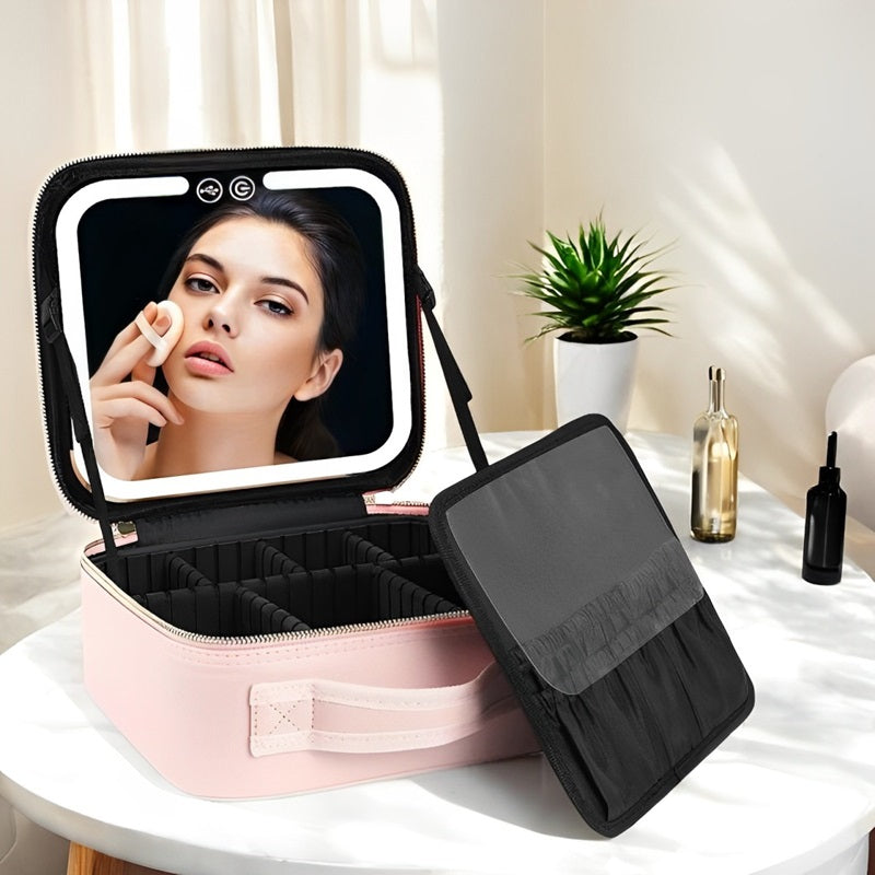 Compact Travel LED Makeup Organizer Box