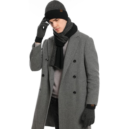 Warm Men's Hat and Gloves Combo Set