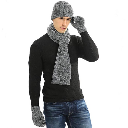 Warm Men's Hat and Gloves Combo Set