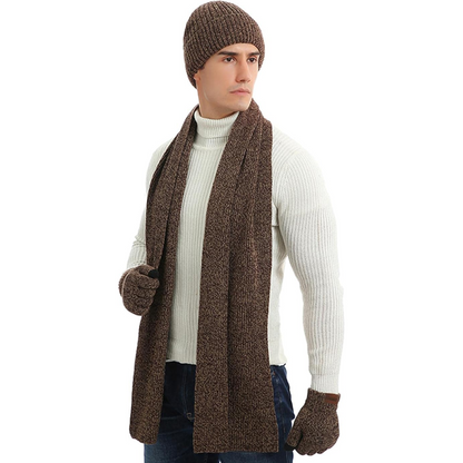 Warm Men's Hat and Gloves Combo Set