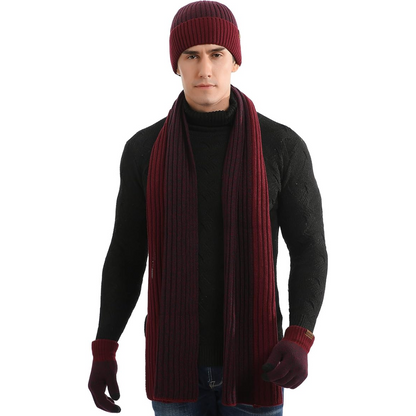 Warm Men's Hat and Gloves Combo Set