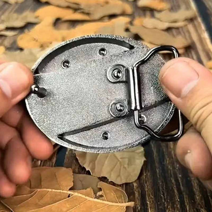 Western Style Silver Oval Belt Buckle