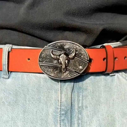 Western Style Silver Oval Belt Buckle