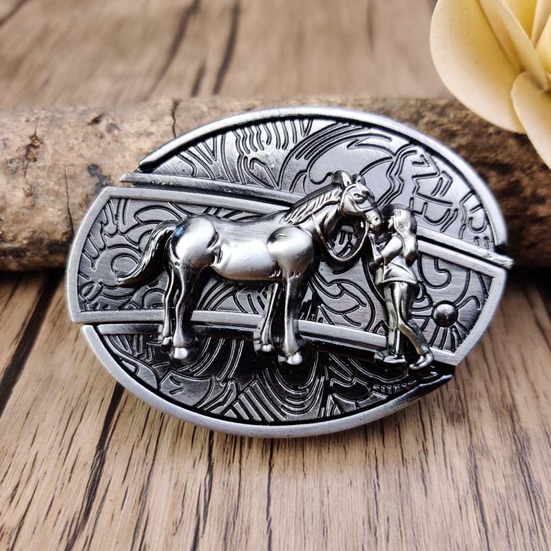 Rustic Silver Western Oval Buckle