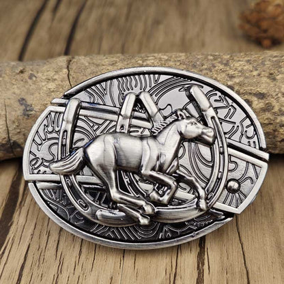 Rustic Silver Western Oval Buckle