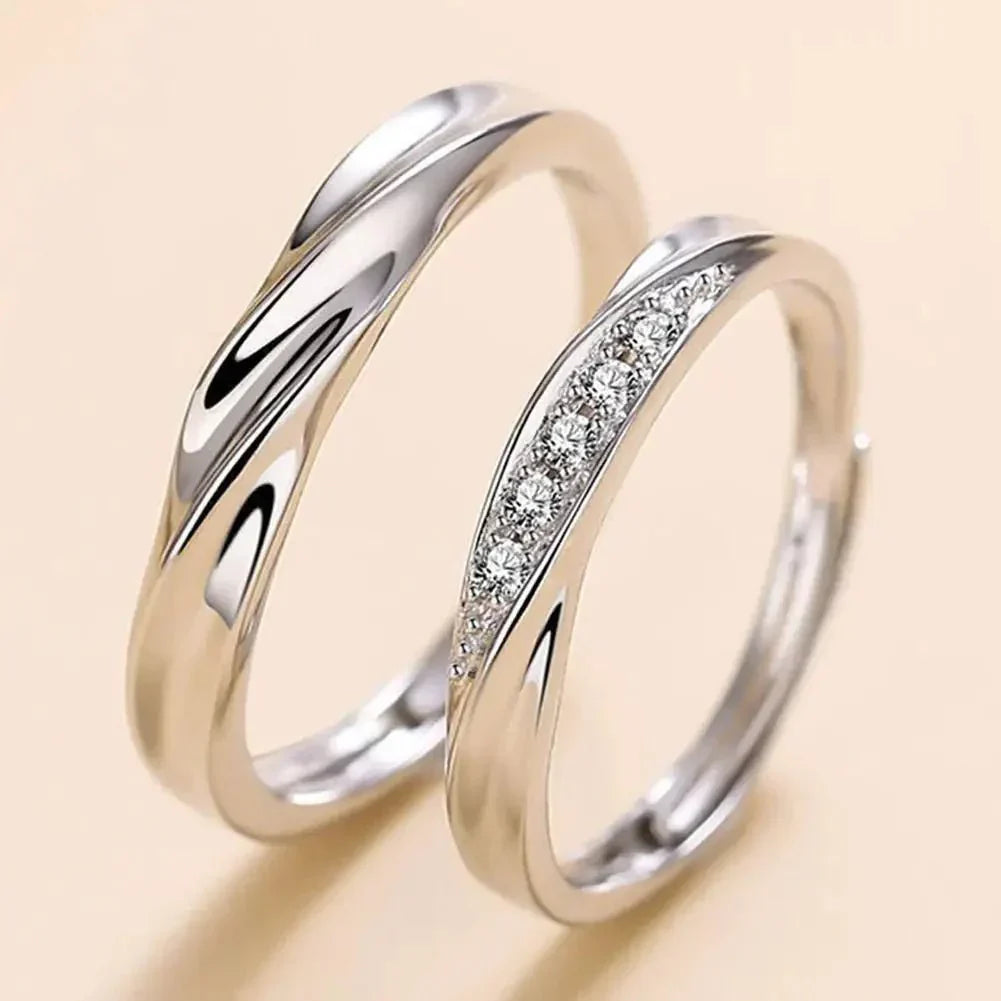 Classic Couple Wave Band Rings