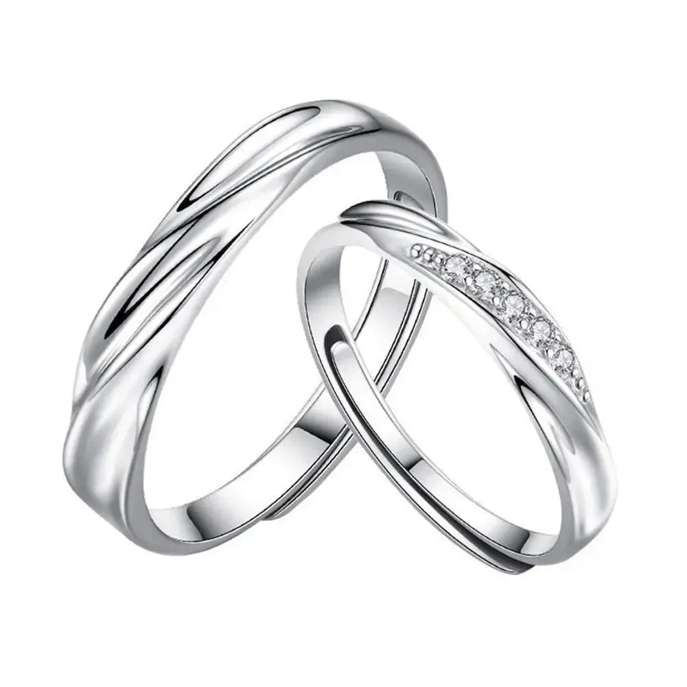 Classic Couple Wave Band Rings