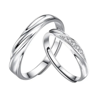 Classic Couple Wave Band Rings