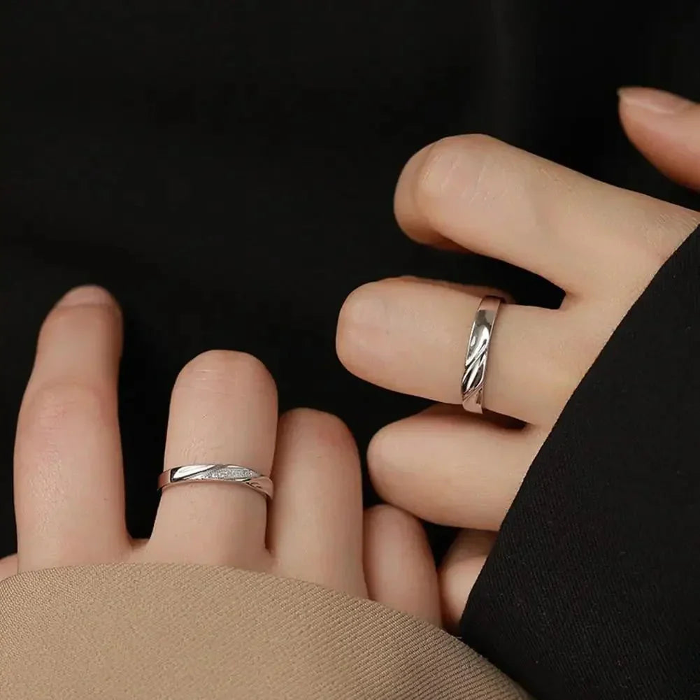 Classic Couple Wave Band Rings