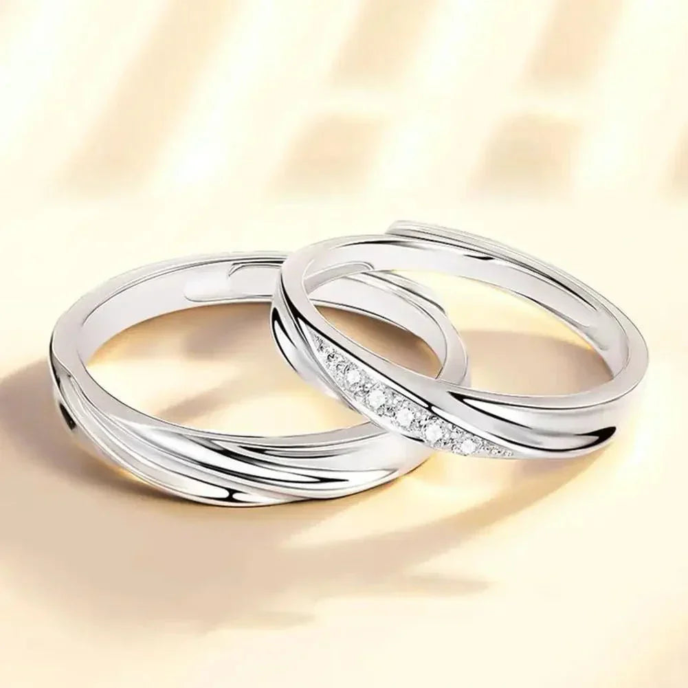 Classic Couple Wave Band Rings