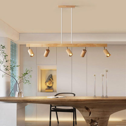 Rustic Wooden Hanging Light Fixture Adjustable Lamp