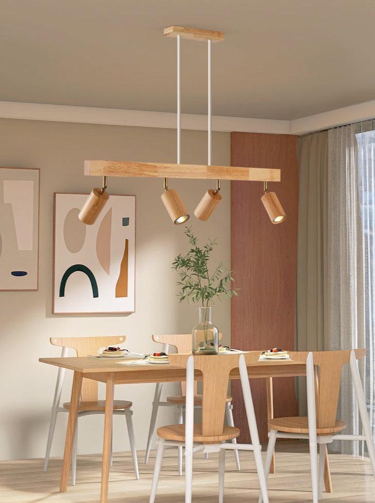 Rustic Wooden Hanging Light Fixture Adjustable Lamp