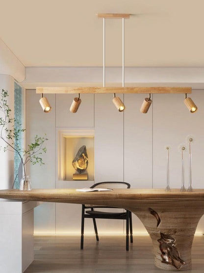 Rustic Wooden Hanging Light Fixture Adjustable Lamp