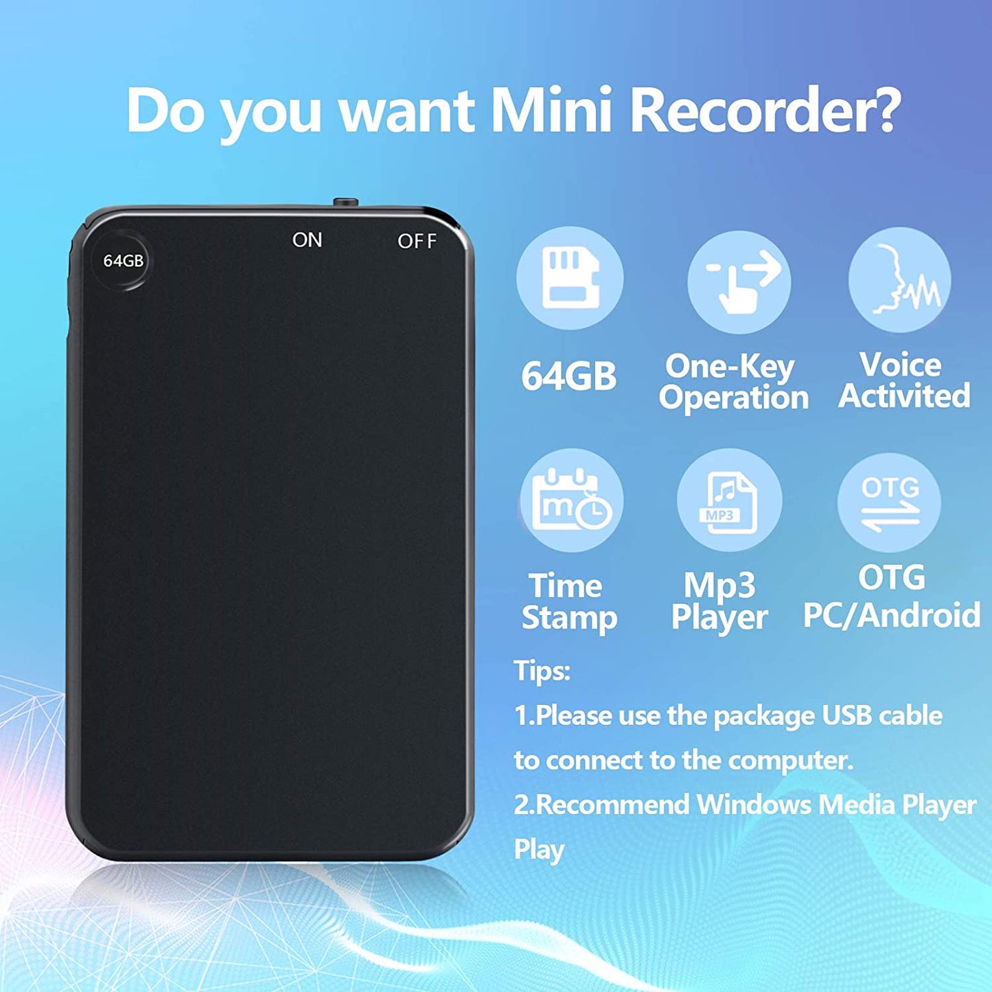 Small Digital Voice Recorder with Long Battery Life