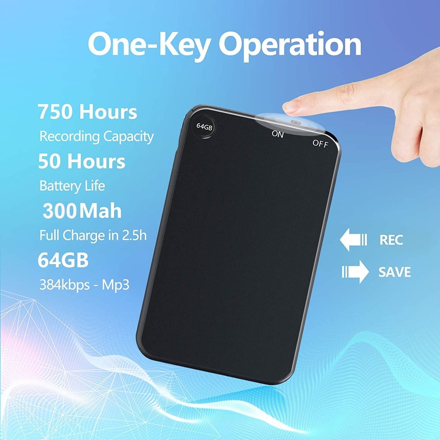 Small Digital Voice Recorder with Long Battery Life