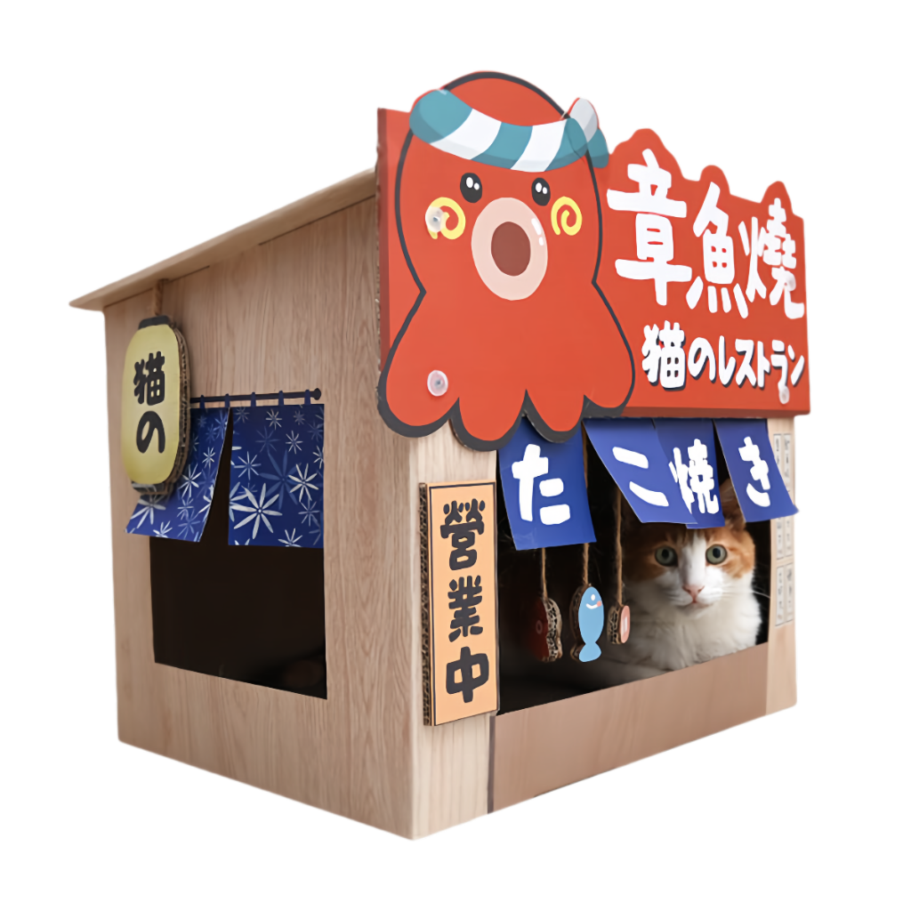 Cozy Wooden Cat Hut Japanese Pet Home - Luxicro