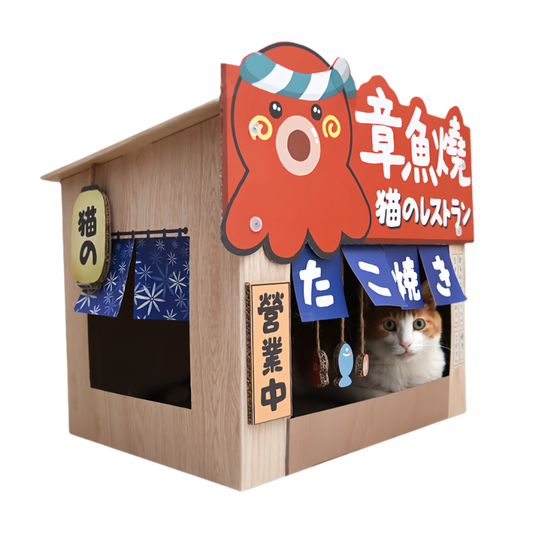 Cozy Wooden Cat Hut Japanese Pet Home - Luxicro