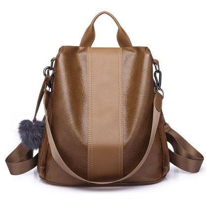 Secure Ladies Leather Travel Backpack