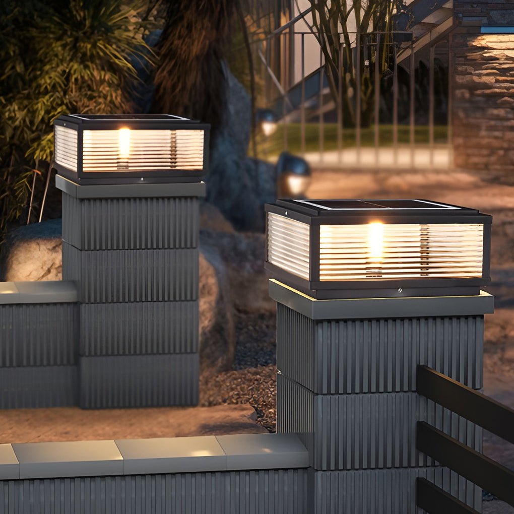 Elegant Outdoor Post Light with Square Glass Shade - Luxicro