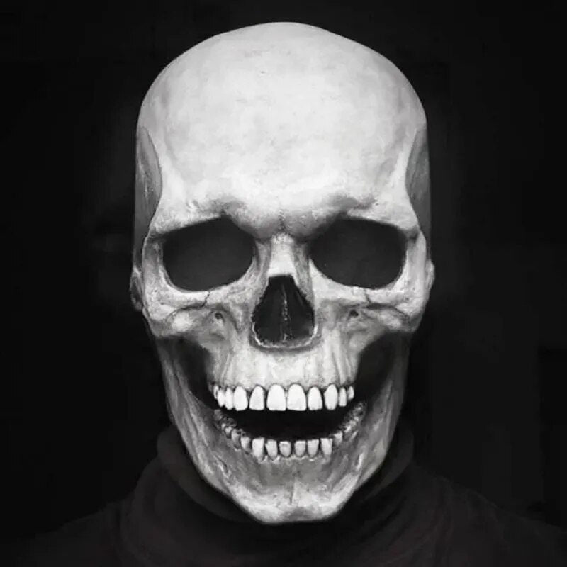 Scary Skull Mask with Moving Jaw Halloween Costume