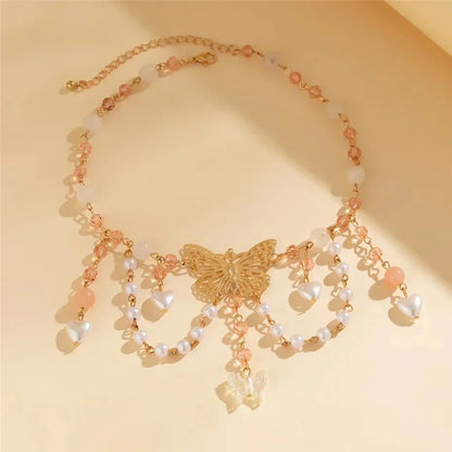 Fashionable Double Heart Chain Choker Necklace