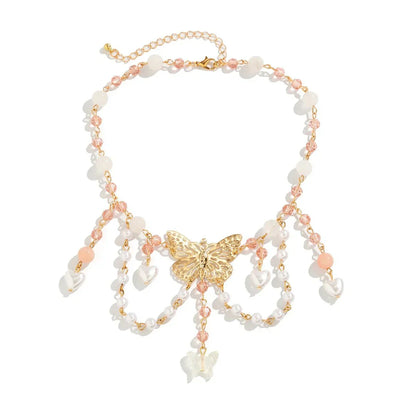 Fashionable Double Heart Chain Choker Necklace
