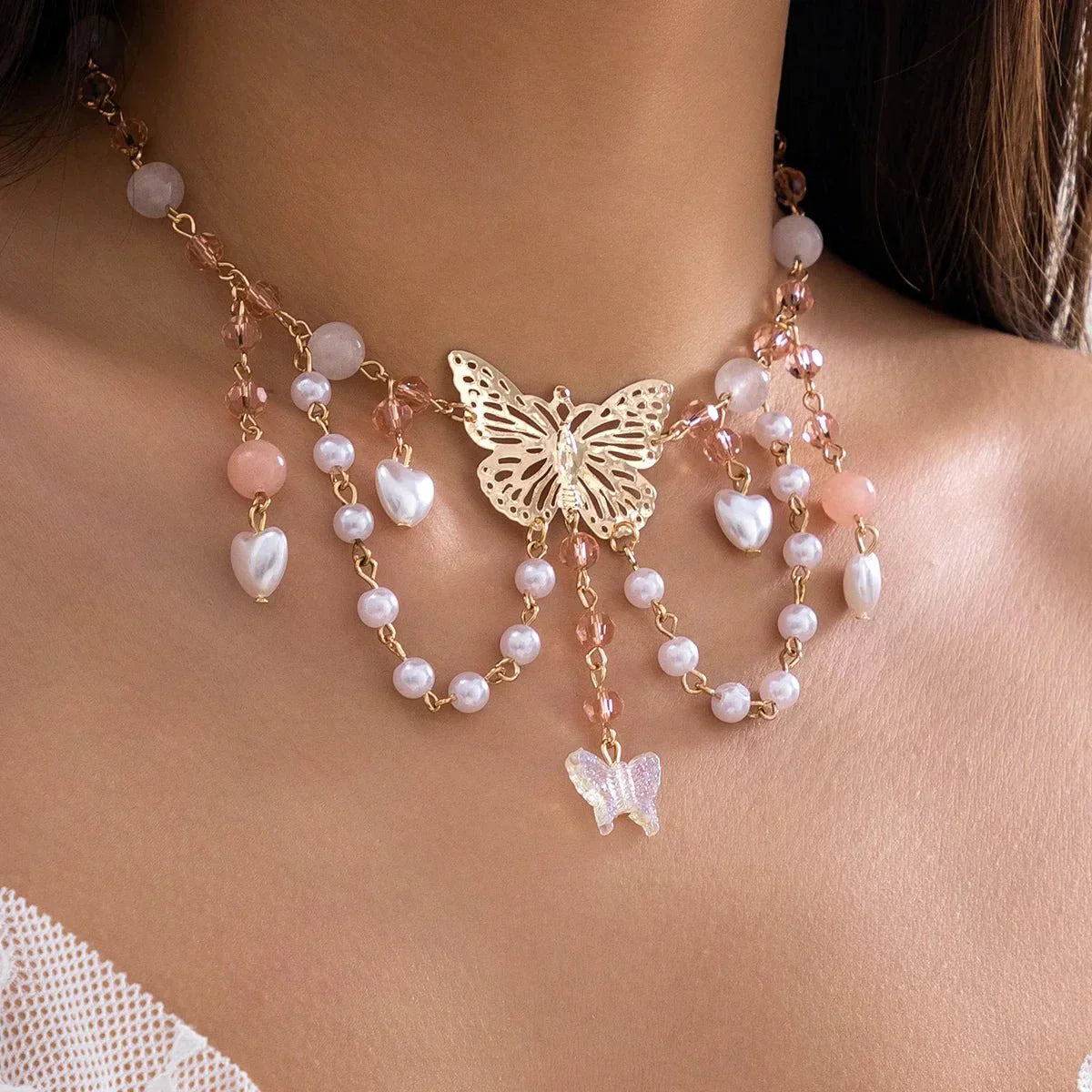Delicate Heart Wing Pendant Chain Necklace - Luxicro