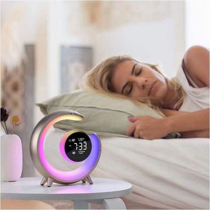 Bright LED Bedside Lamp with Clock & Color Changing Lights