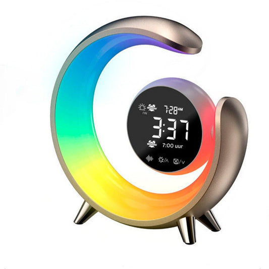 Bright LED Bedside Lamp with Clock & Color Changing Lights - Luxicro