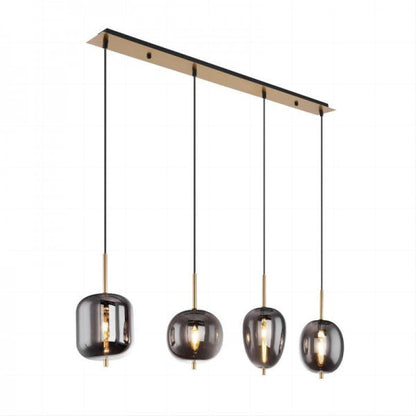 Dark Smoked Glass Drop Pendant Light Fixture