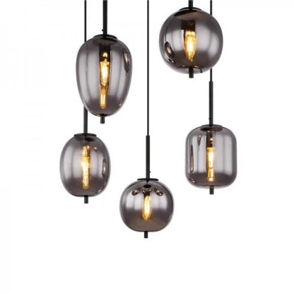 Dark Smoked Glass Drop Pendant Light Fixture