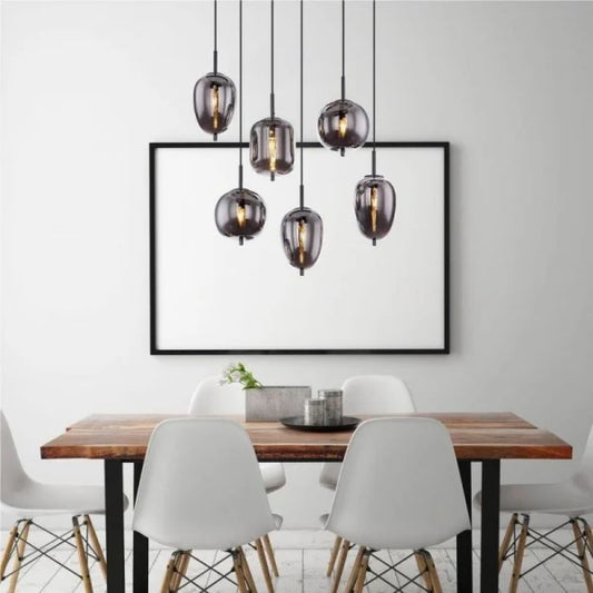 Dark Smoked Glass Drop Pendant Light Fixture - Luxicro