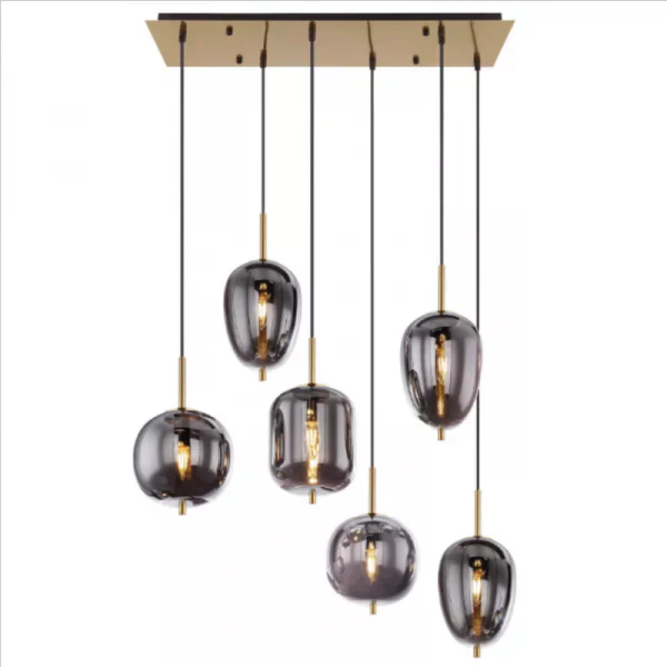 Dark Smoked Glass Drop Pendant Light Fixture