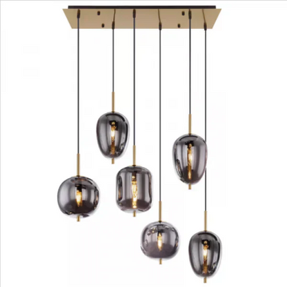 Dark Smoked Glass Drop Pendant Light Fixture