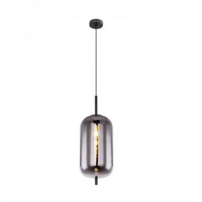 Dark Smoked Glass Drop Pendant Light Fixture