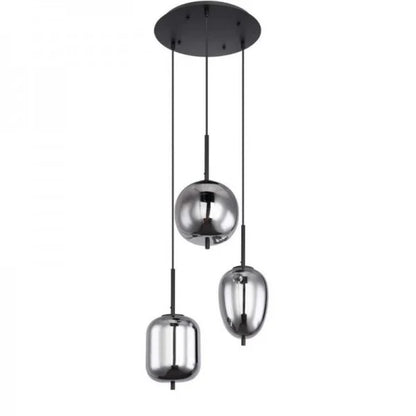 Dark Smoked Glass Drop Pendant Light Fixture