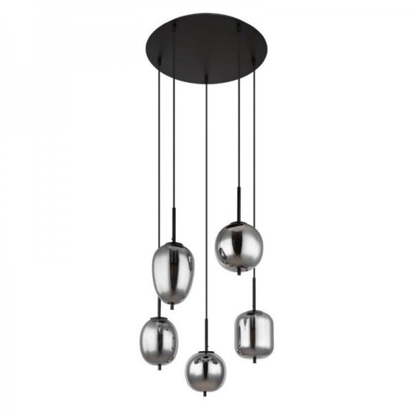 Dark Smoked Glass Drop Pendant Light Fixture