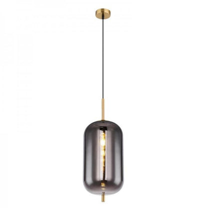 Dark Smoked Glass Drop Pendant Light Fixture