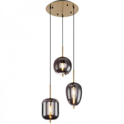 Dark Smoked Glass Drop Pendant Light Fixture
